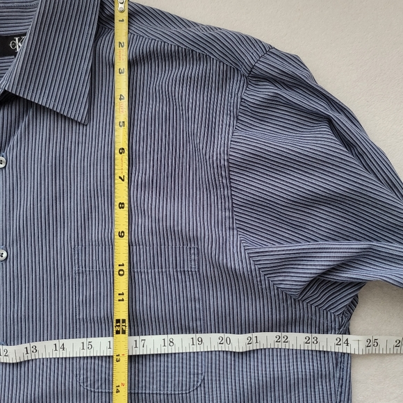 CK | TALL 16.5 36/37 Cotton EUC Men's Dress Shirt | Calvin Klein blue stripes - Picture 3 of 12
